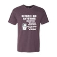 thumbnail image 2 of Wild Bobby, Office Dwight Quote Before I Do Anything, Pop Culture, Men Premium Tri Blend Tee, Vintage Purple, Small, 2 of 4