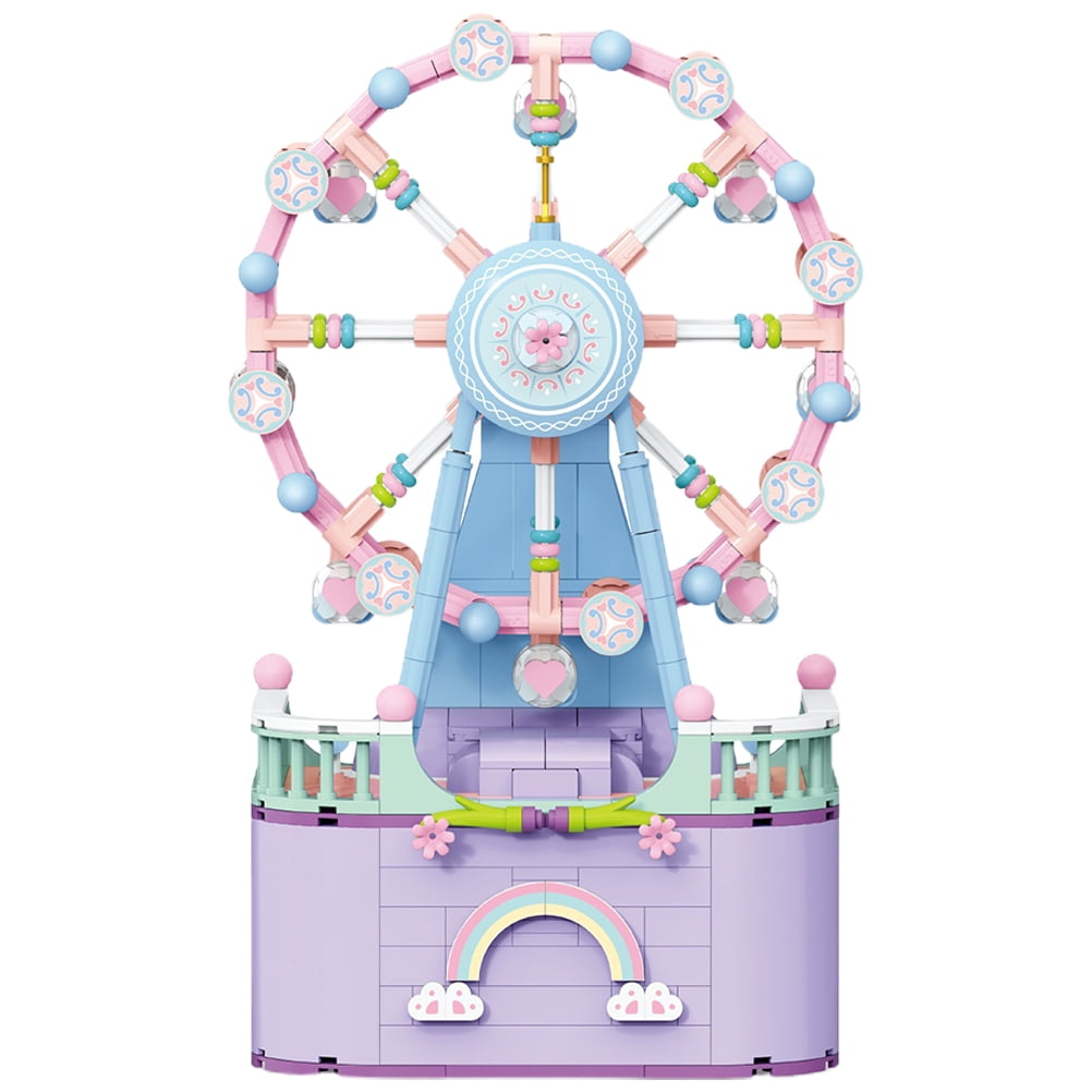 1 Set of DIY Ferris Wheel Shape Building Blocks Set DIY Crafts Building Blocks Music Box Toy without Battery
