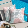 thumbnail image 4 of Summer Throw Pillow Cover Red Orange Crab Coral Seashell Nautical Coastal Ocean Cotton Linen Cushion Cover Throw Pillow Case with Invisible Zipper for Couch Sofa Bed Chair Car 18x18 Inch, 4 of 9