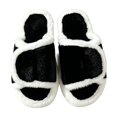 thumbnail image 2 of uublik Comfy Fuzzy Slippers for Women Open Toe Memory Foam House Shoes Indoor Outdoor Non Slip House Slides, Black, 2 of 3