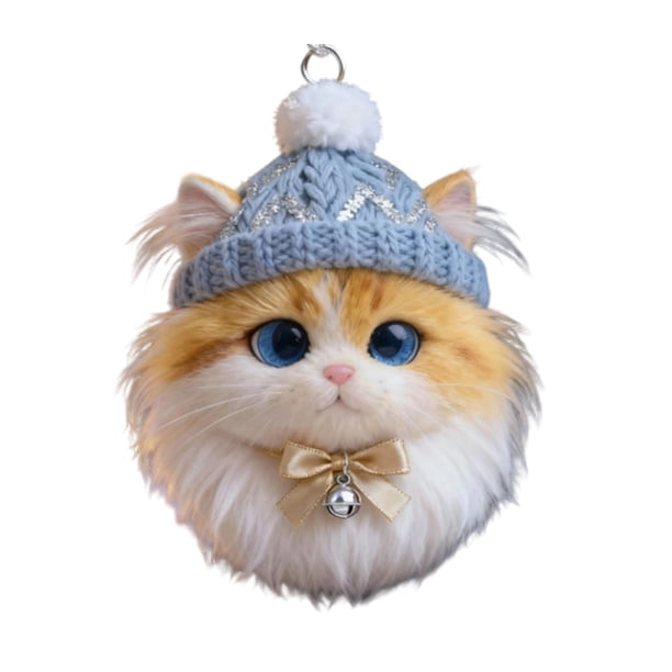Adorno colgante de acrílico para gato de invierno, árbol de Navidad, gorro de punto, gatito, perro, conejo, erizo, adorno colgante de animal