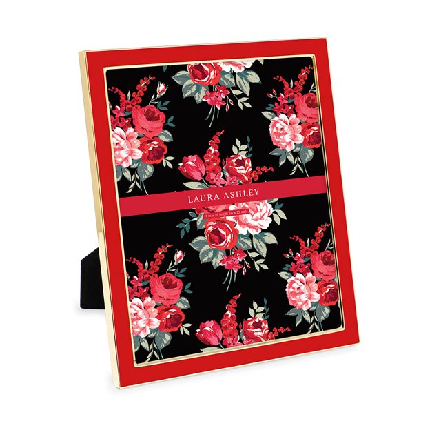 Marco de fotos Laura Ashley, 20 x 25 cm, borde metálico rojo dorado