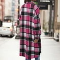 thumbnail image 5 of BODOAO Women's Plus Size Plaid Flannel Shacket Plaid Long Shirts Jacket Tartan Boyfriend Oversized Coat Fall Clothes Fashion Outfits Button Down Long Jacket Coats Shirts with Pockets Hot Pink M, 5 of 8