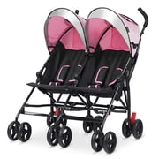 Costway Foldable Twin Baby Double Stroller Ultralight Umbrella Stroller Pushchair Pink