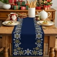 thumbnail image 5 of Christmas Table Runner Snowflake Blue Christmas Table Decorations for Home Dinner Kitchen Retro Dresser Runners Seasonal Winter Xmas Holiday Party Decor 72 Inches, 5 of 8