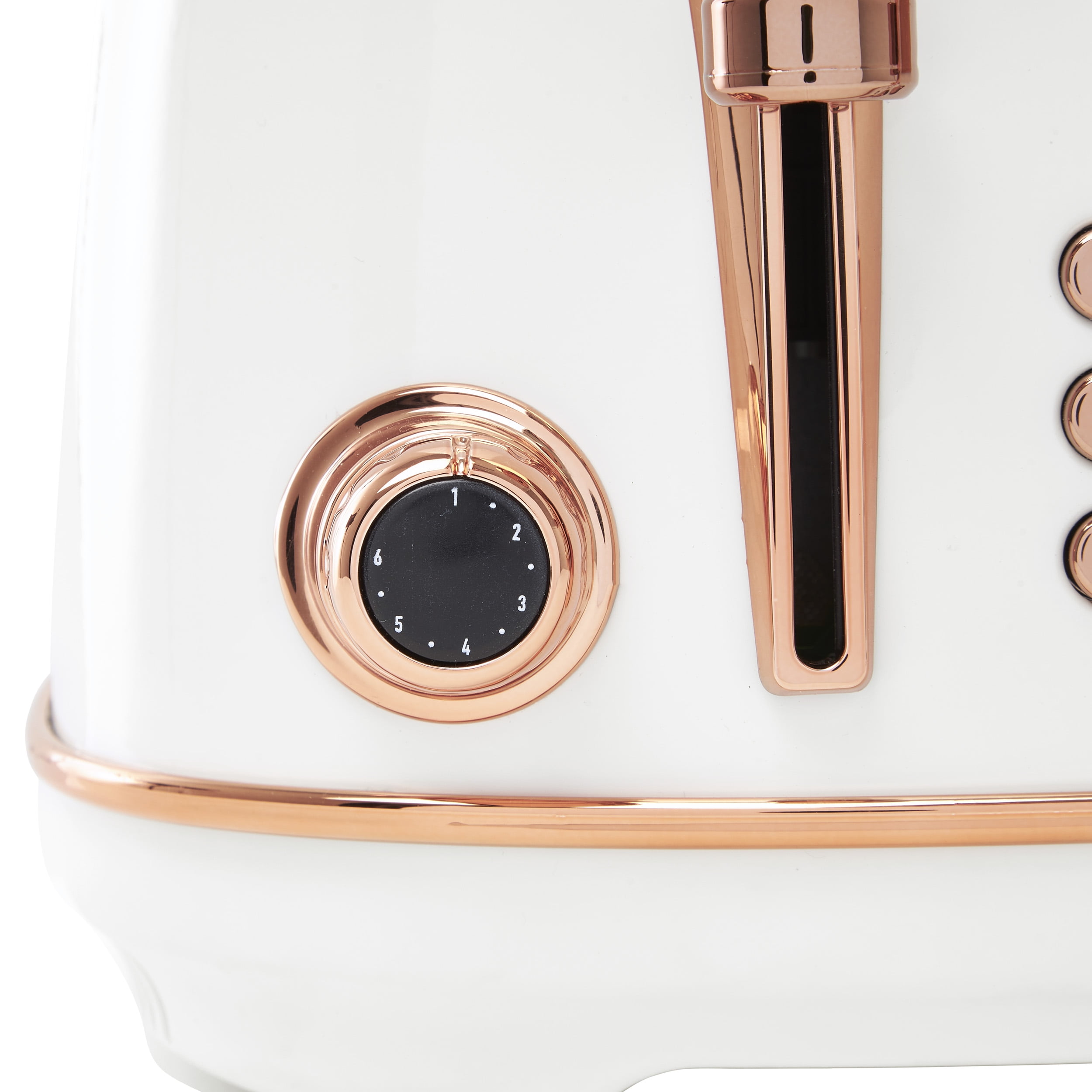 Open Box Haden Heritage 4 Slice Wide Slot Toaster w/Crumb Tray, Ivory/Copper