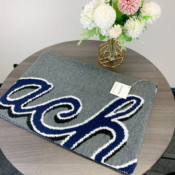 Coach CY038 Coach Script Print Knit Muffler IN Navy