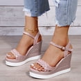 thumbnail image 2 of Stylish Women's Plus Size Rhinestone Fish Mouth Sandals with Roman Round Toe, 2 of 4