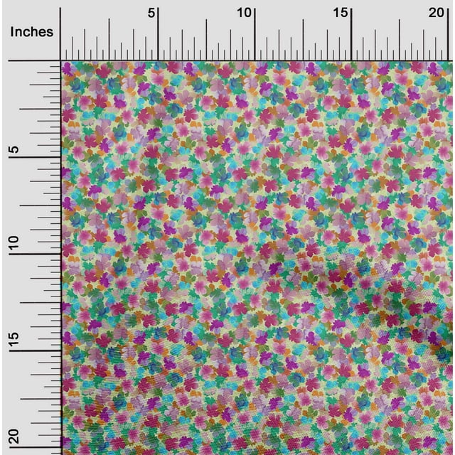 oneOone Tissu Popeline de Coton Imprimé Floral Aquarelle au Mètre 56 Pouces de Large