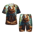 thumbnail image 1 of Fotbe Maple Meditating Bear Pijama Estampada de 2 Piezas para Niños – Ropa de Dormir de Manga Corta Cómoda para Niños y Niñas, Camiseta y Shorts de Algodón-XX-Large, 1 of 6