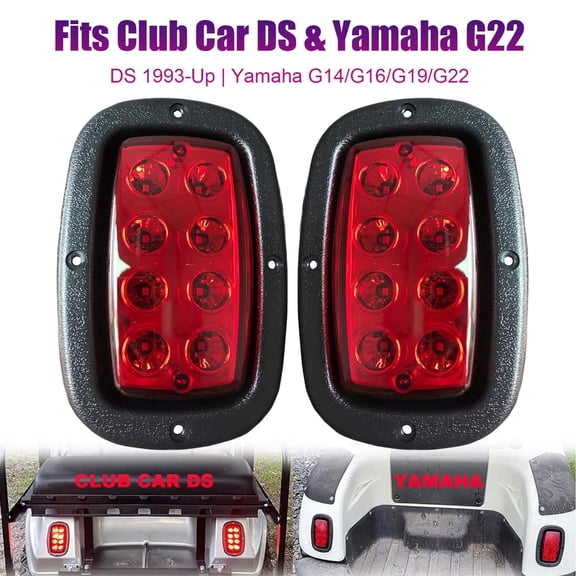 Golf Cart LED Tail Light Kit for Club Car DS 1993-Up, 12V Rear Brake Light Assembly Compatible with Yamaha G14 G16 G19 G22