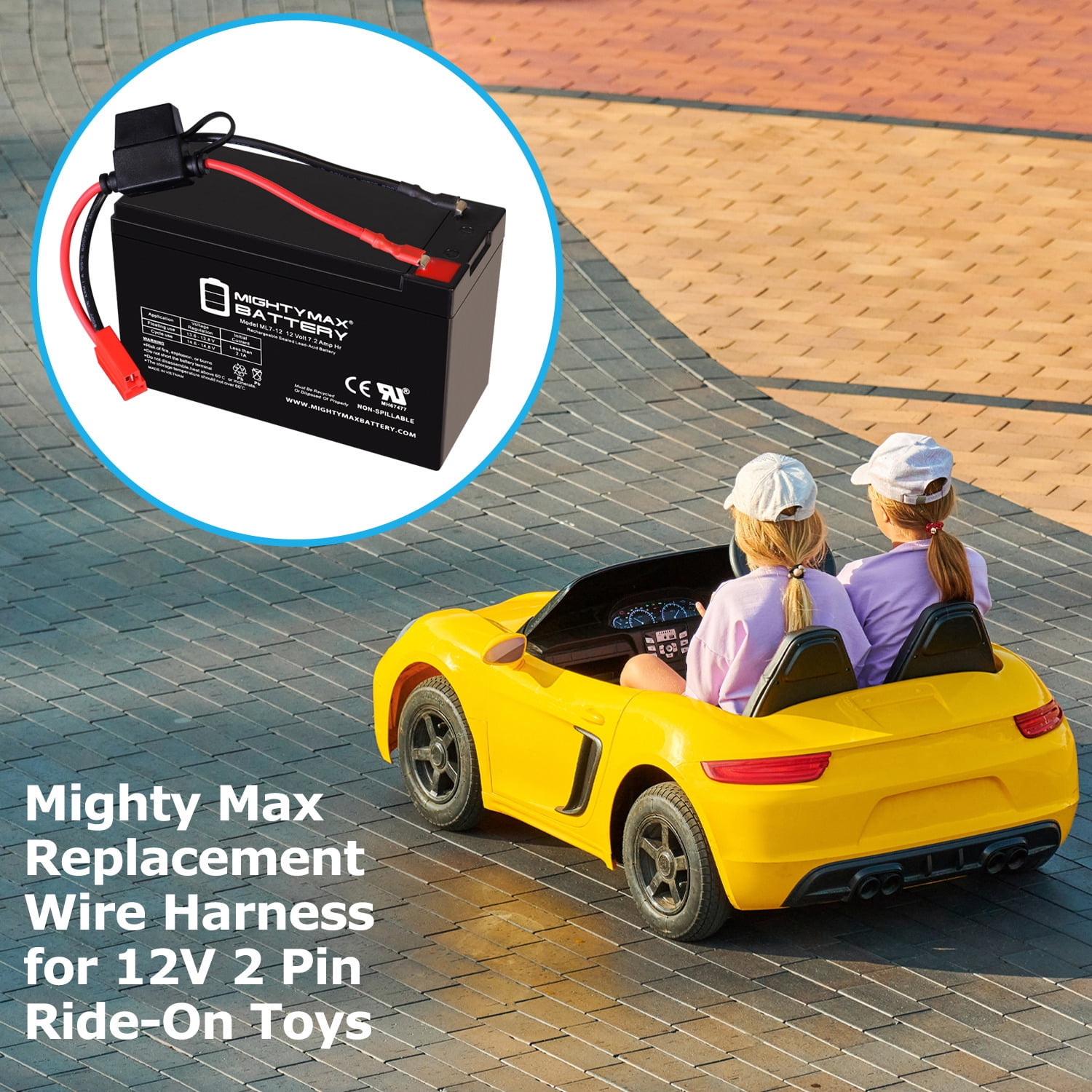 12V 7Ah SLA F1 Replacement Battery Compatible With 12V Licensed Lamborghini Ride On Car