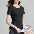 thumbnail image 4 of mfyjkho Tops Y Blusas Para Mujer, Blusa Informal De Manga Corta Con Capucha Y Cuello Redondo De Talla Grande Para Mujer Tops De Gimnasio Para Mujer L, 4 of 4