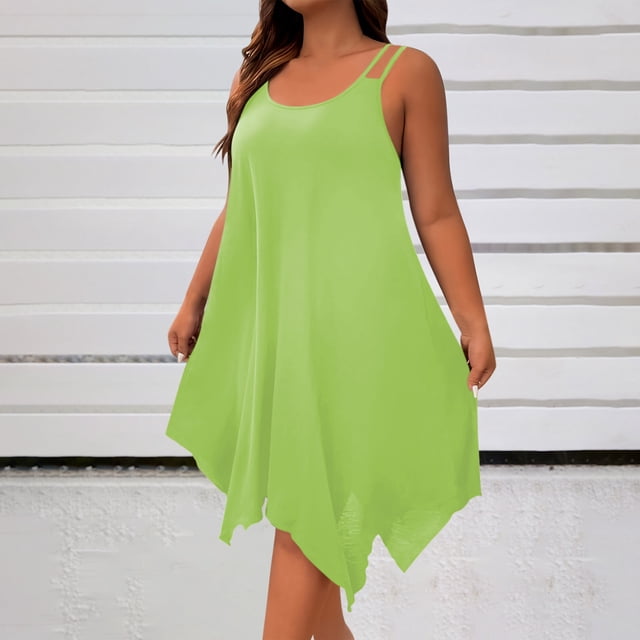 Gspmoly Robes d'Été, Printemps Été Sans Manches à Col Rond Manteau Mode Ample Respirant Robe pour Femmes Robes Formelles pour Femmes Liquidation