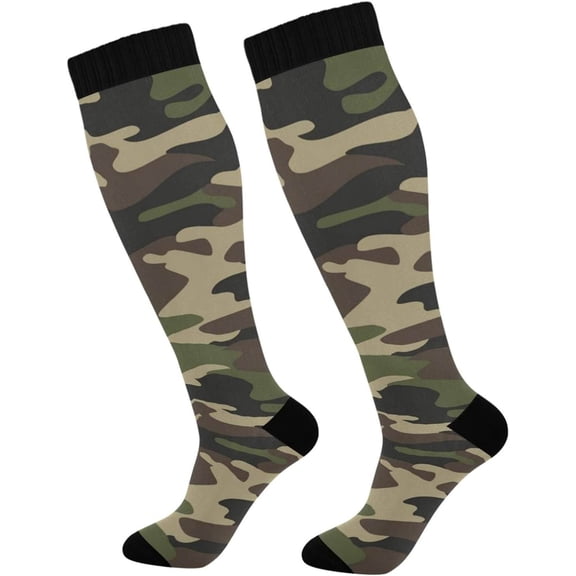 GZHJMY Camouflage Compression Socks, Women Men Long Stocking (20-30mmHg), Travel Knee High Stockings for Athletic Sports,Running,Cycling,Nursing