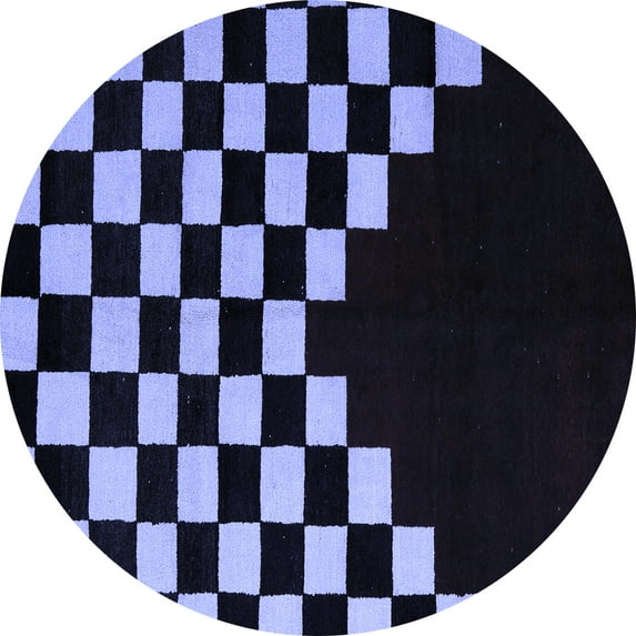 Ahgly Company Machine Washable Indoor Round Abstract Blue Modern Area Rugs, 3' Round