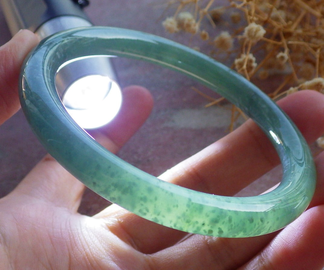 Icy Green Natural A JADE Jadeite Circle Bangle Bracelet 57 mm 683853 TN