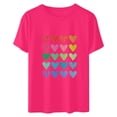 thumbnail image 4 of Diufon Hauts de la Saint-Valentin pour Femmes Décontracté Manches Courtes Col Rond Chandail Chemise Imprimé Graphique Mignon Tendance, 4 of 5