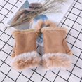 thumbnail image 1 of Guantes de medio dedo de piel de conejo, moda para mujer, otoño e invierno, guantes de medio dedo para estudiantes, para escribir en la computadora, 1 of 6