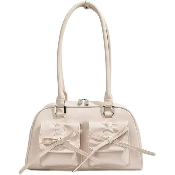 HMSHA Cute Bow Purse Aesthetic Japanese Shoulder Bag Faux Leather Tote Bag Y2k Red Handbag Purse