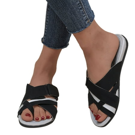

crtigd Fuzzy Slippers Women Open Toe with Strap Fashion Casual Sandals Flowers Lace Ladies Mouth Wedge Platform Fish Women s slipper
