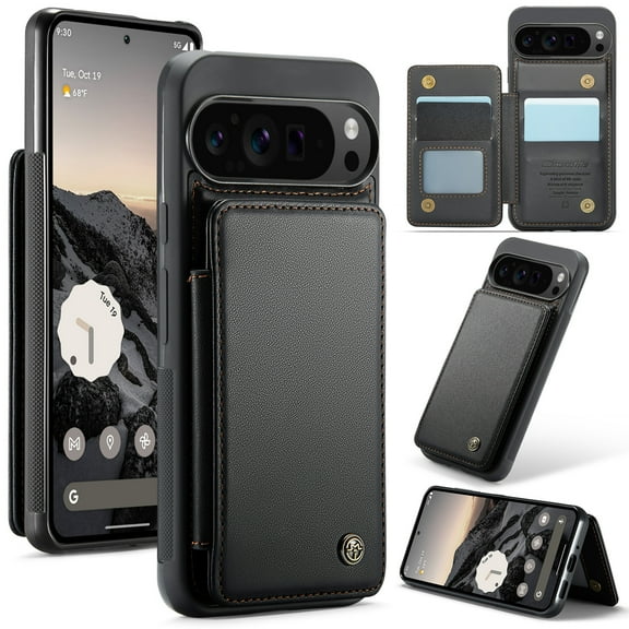 Dteck for Google Pixel 8 Pro Case with Card Holder, Magnetic Business Leather Wallet Case for Women Men with RFID Blocking Kickstand Shockproof Cover for Google Pixel 8 Pro,Black