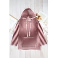 thumbnail image 6 of Plusashion Stylish Burgundy Stripe Drawstring Hoodie - Kangaroo Pocket, Trendy All Season, 6 of 8