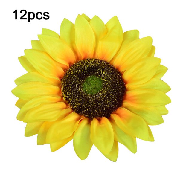 Cabeza de girasol artificial Simulación de cabezas de flores Ramo de fiesta de boda Accesorios de bricolaje, 12 piezas, Amarillo, 14 cm Sweethay HA7119-09B