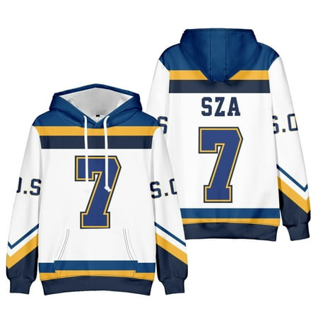 SZA Varsity Hoodies SOS Tour Logo Merch Pullover Cosplay Women Men Fashion HipHop Hooded Sweatshirts