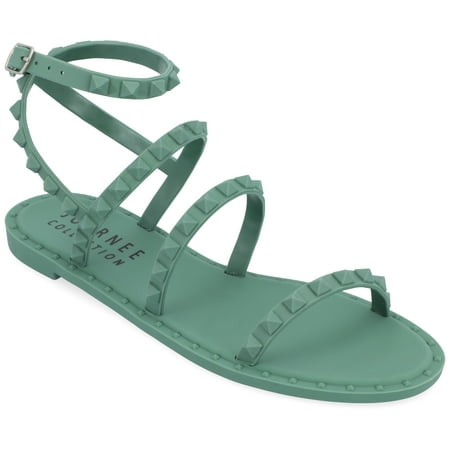 

Journee Collection Womens Saphira Multi Strap Studded Jelly Sandal