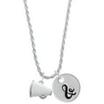 thumbnail image 1 of Delight Jewelry Silvertone Small White Megaphone Silvertone Script Initial Disc - & - Charm Necklace, 20"+3", 1 of 4