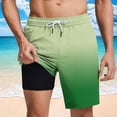 thumbnail image 2 of Men's Gradient Swimming Trunks With Compression Liner Elastic Waist Drawstring Beach Shorts Quick Dry Swim Shorts Summer Casual Vacation Swim Trunks 2026, 2 of 6