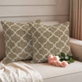 thumbnail image 2 of Brown Moroccan Outdoor Waterproof Pillow Covers, Morocco Retro Abstract Quatrefoil Plaid Decorative Square Throw Pillowcase Sofa Cushion Sham for Patio/Couch/Chair, 20"x20" 2 Pack, 2 of 8