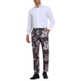 thumbnail image 2 of INSPIRE CHIC Floral Pants for Men's Pattern Trousers Straight Leg Flat Front Flower Printed Pants 30 Purple, 2 of 6