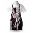 thumbnail image 3 of Music Apron Illustration of Jazz Man Playing the Saxophone with Dancers Classic Design, Unisex Kitchen Bib Apron with Adjustable Neck for Cooking Baking Gardening, Pink Black White, by Ambesonne, 3 of 3