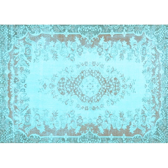 Ahgly Company Indoor Rectangle Abstract Light Blue Contemporary Area Rugs, 5' x 8'