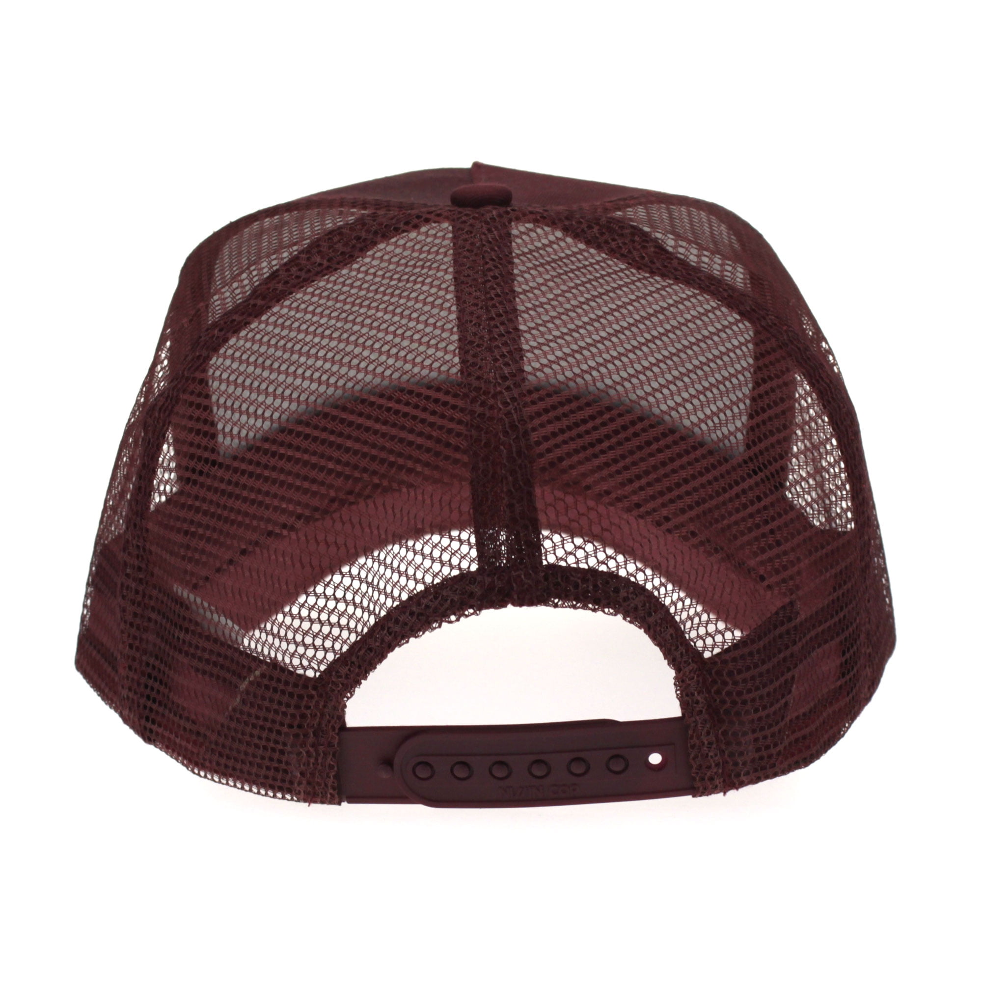 Classic Mens 5 Panel Twill Mesh Black Trucker Hat Maroon