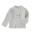 thumbnail image 6 of mgoYE Girls' Lettuce Trim Ribbed Shirts Cotton Blend Long Sleeve Crew Neck Base Layer Slim Fit Trendy Tops(Grey,4-5 Years), 6 of 6