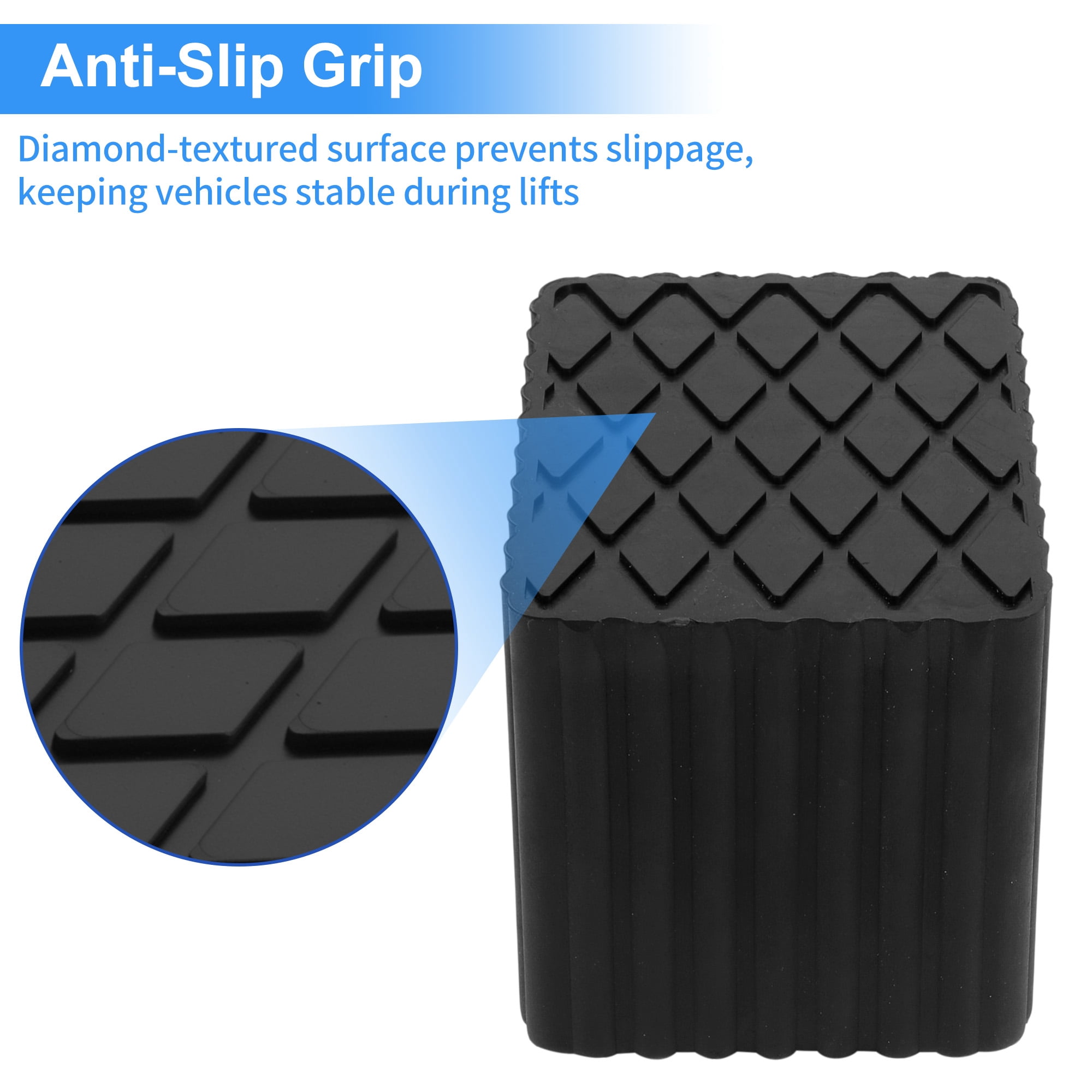 Unique Bargains Universal Heavy Duty Rubber Jack Stand Pads 6.3" x 4.7" x 4.7" Black