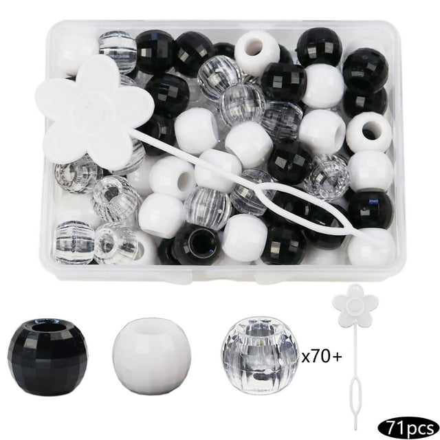 70 piezas de para s de cabello, de rastas, de tubo, redondas para s de cabello para 70PCS Negro Blanco Transparente Colcomx Perlas para trenzar el cabello