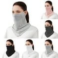 thumbnail image 3 of Xfvqtps Womens Face Mask Neck Scarf Integrated with Ear Loops Mesh Breathable Ice Silk Cool Solid Color UV Protection Sun Protective Sunshade Multipurpose Cycling Mask Dark Gray, 3 of 4