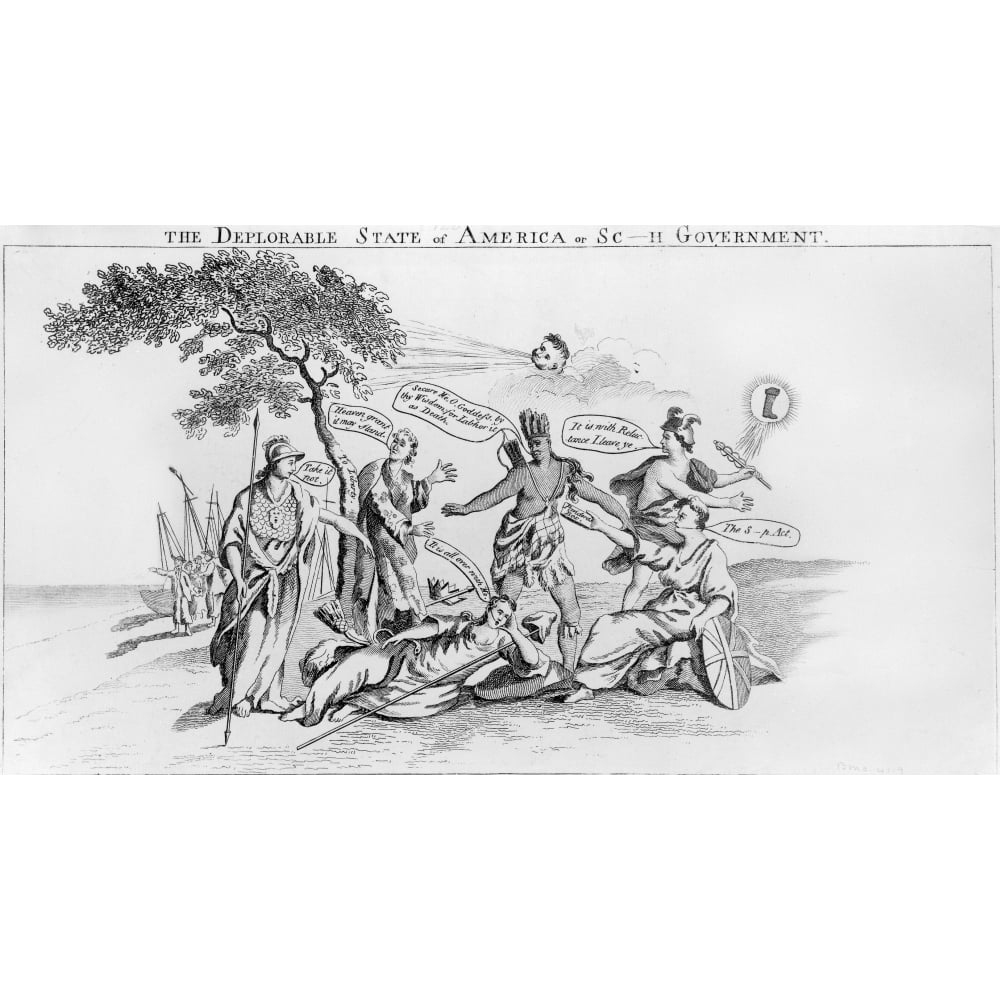 Stamp Act Cartoon 1765 NThe Deplorable State Of America Or Sc-H