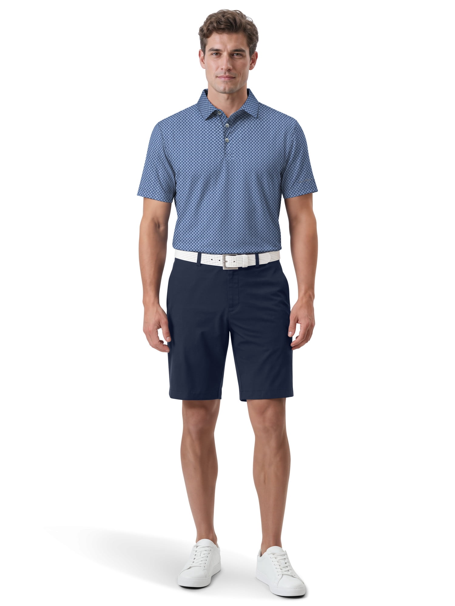 Ben Hogan Performance Men's & Big Men's Herringbone Print Short Sleeve Golf Polo Shirt, Sizes S-4XLT