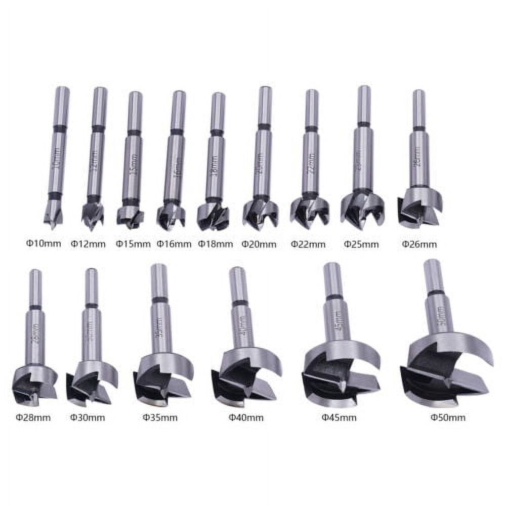 15 Piece FORSTNER BITS 10-50mm Heavy Duty Circular Carbide Edges Drill Bit Set