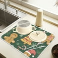 thumbnail image 2 of Yayeee Drying Mat for Kitchen Counter Dishes Microfiber Coffee Decorative Pad, Beige Christmas Gingerbread, 2 of 9