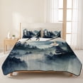 thumbnail image 3 of Quilts King Size Bedding Set, Blue Black Foggy Forest Lightweight Quilted Comforter, Abstract Art Mountain Soft Reversible Bedspread Coverlet with Pillow Covers for All Season, 96" x 106", 3 of 9