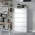 thumbnail image 6 of 5 Drawer Lateral File Cabinet with Lock, Metal Lateral Filing Cabinet for Home Office, Steel Wide Horizontal Filing Cabinets for Letter/Legal/A4/F4 Hanging Files (White), 6 of 12