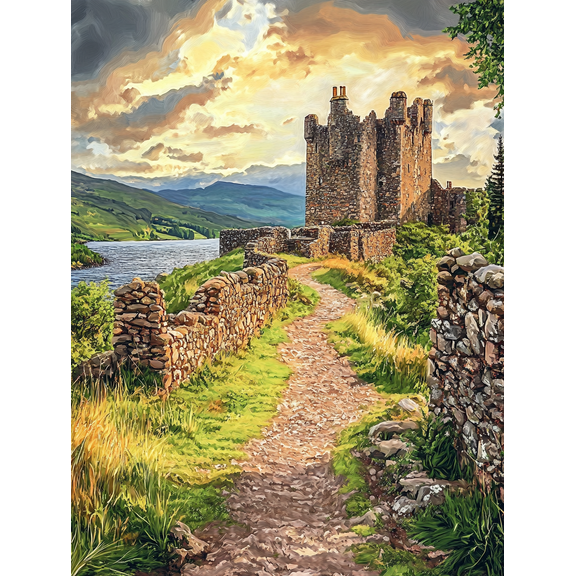 Scottish Castle Landscape Canvas Print/Wall Art， Suitable for Living Room， Bedroom， Office， Hallway， and Gallery Wall Decor.