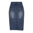 thumbnail image 5 of asdoklhq Denim Skirt Womens Skirt Maxi Skirt Pencil Skirt Denim Half-length Slit Butt-covered Fish Tail Skirt Blue M, 5 of 7