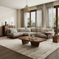 thumbnail image 3 of Modern Wood Coffee Table for Living Room, 51.2" Dark Brown Rectangle Coffee Table with 2 Unique Legs, Center Table Accent Tea Table for Living Room, 3 of 5